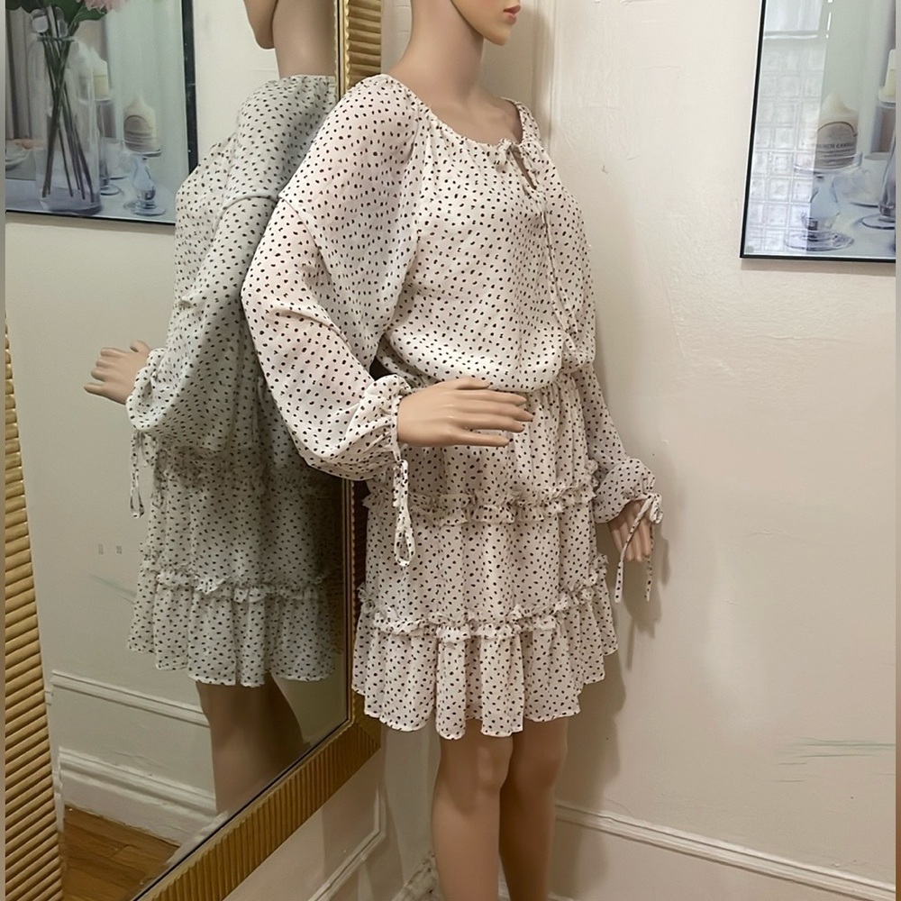 Gilli Cream Tiered Ruffled Sundress with Bishop Sleeves - Picture 13 of 13